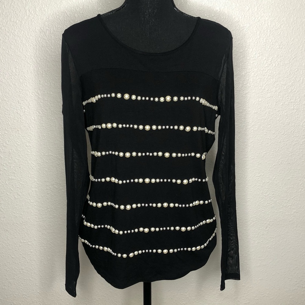 INC see through shirt with pearls